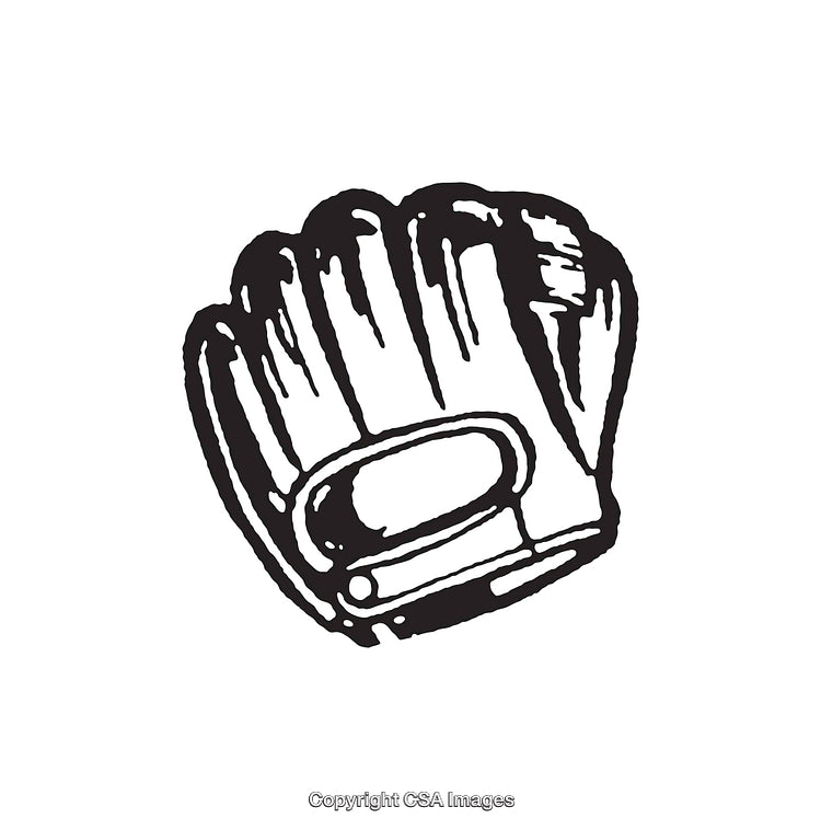 Black and White Illustration of a Classic Baseball Glove