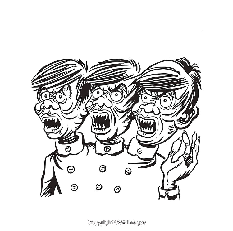 Black and White Line Art of Three Expressive Faces