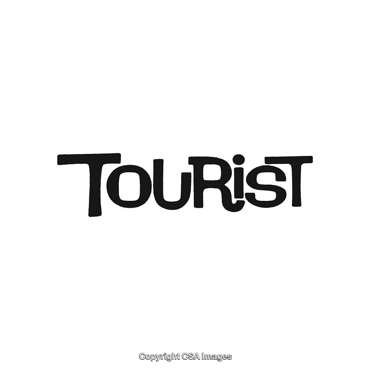 Stylized Tourist Typography in Bold Black Font on White Background
