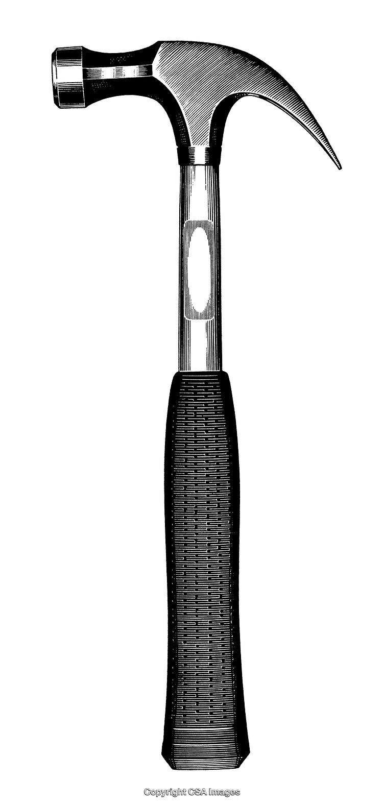 Detailed Engraving of a Claw Hammer in Black and White
