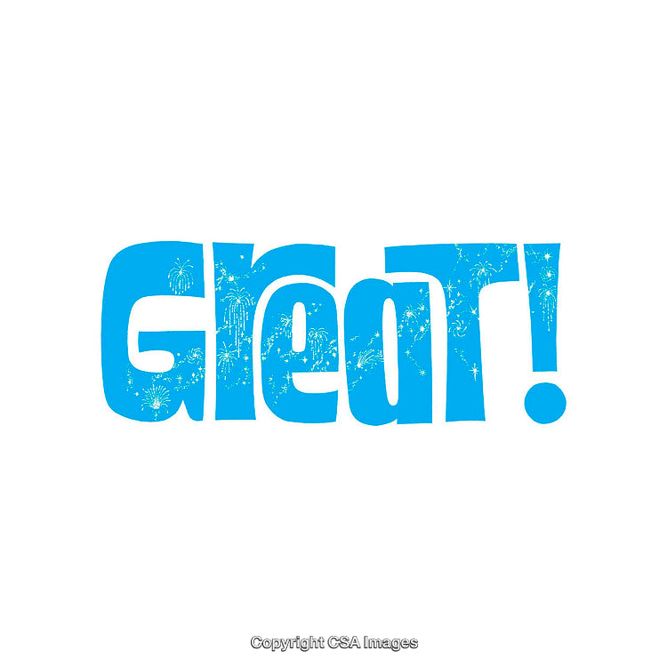 Blue Lettering with Exciting Font Depicting the Word 'Great!'