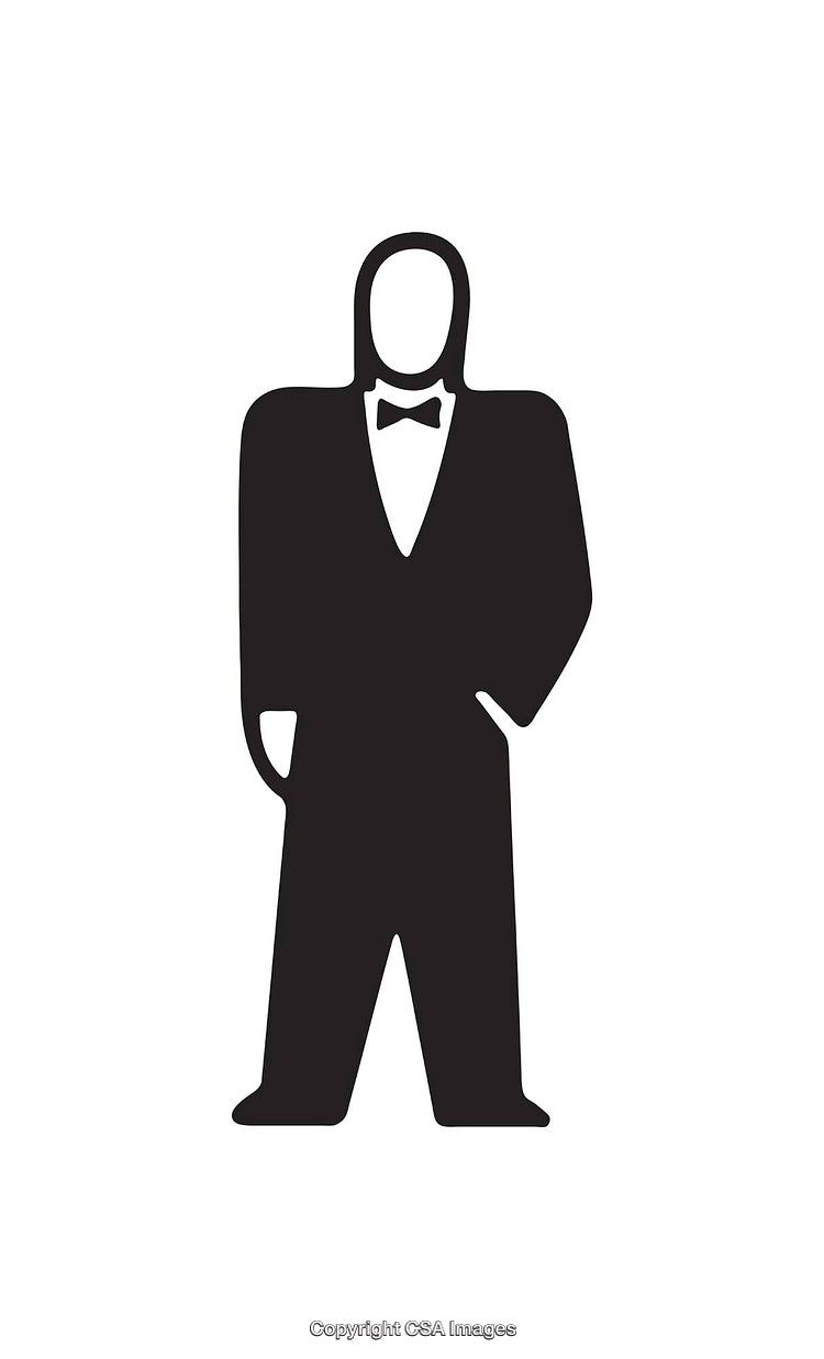 Black and White Icon Depicting Tuxedo-Clad Male Silhouette