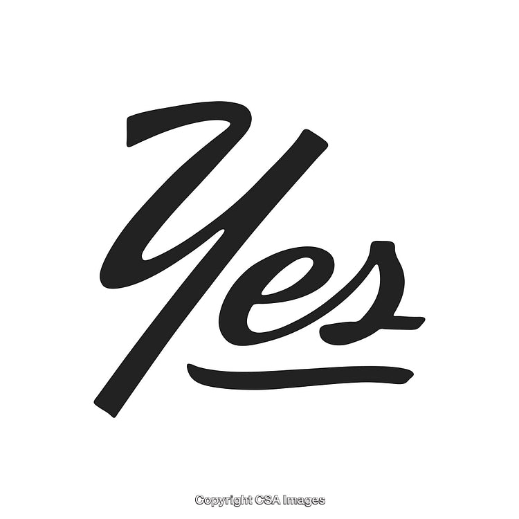 Stylized Handwritten Word Yes in Monochrome Design