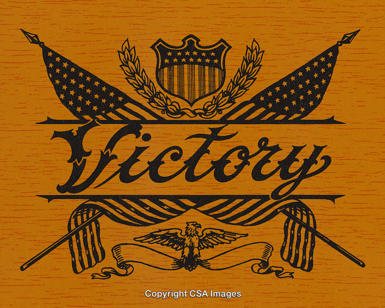 Victory Design with Patriotic Elements and Flags on an Orange Background