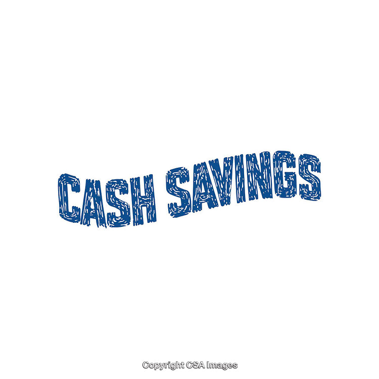 Illustration of Cash Savings Text in Blue Sketched Typography Style
