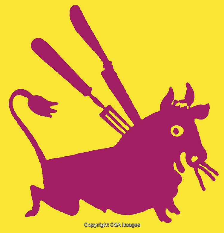 Colorful Silhouette Illustration of Abstract Animal with Cutlery