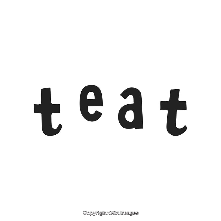 Creative Typography Spelling the Word 'Teat' in Playful Black Letters