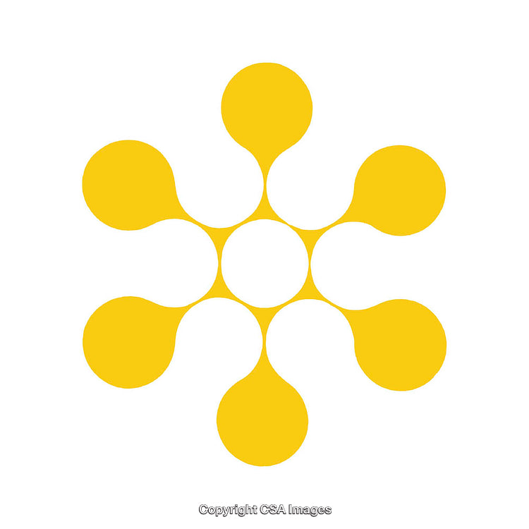 Abstract Yellow Symbol with Circular Design on White Background