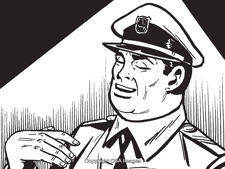 Retro Illustration of a Policeman in Uniform With a Fun Expression