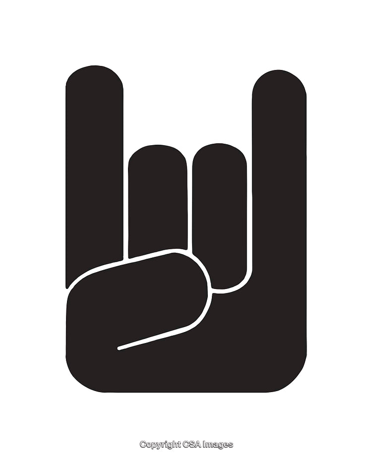 Black and White Rock Hand Gesture Art Illustration