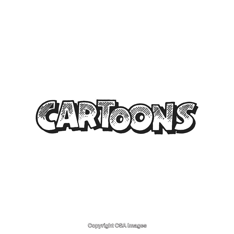 Comic Style Illustration of Cartoons Text Design in Black and White
