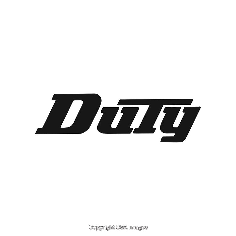 Black Stylized Typography Featuring the Word Duty on White Background