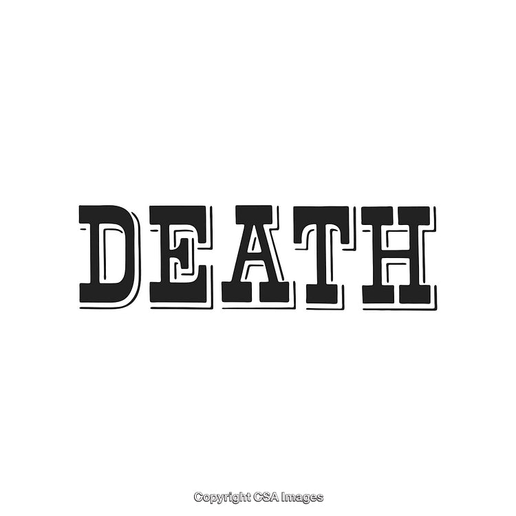 Bold Typography Depicting the Word 'Death' on a White Background