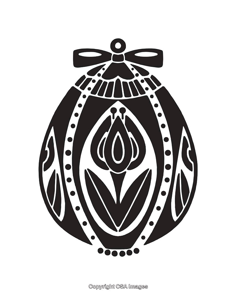 Elegant Black and White Decorative Egg Design with Ornamental Details