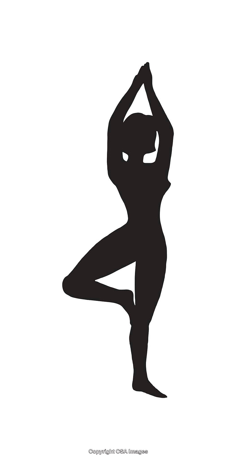 Silhouette of a Woman Practicing a Yoga Pose in Line Art Style