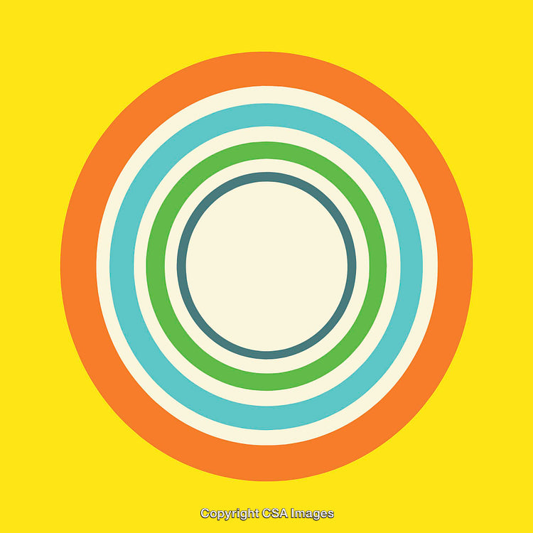 Colorful Concentric Circle Design with Bold Yellow Background