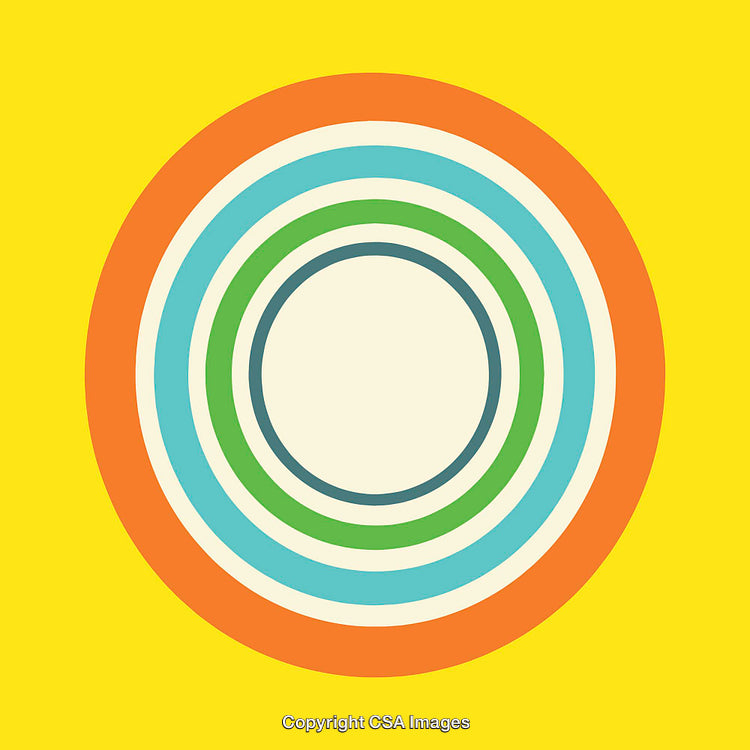 Colorful Concentric Circle Design with Bold Yellow Background