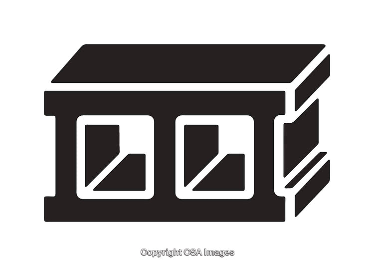 Black and White Icon Representing a Stylized Building or Structure