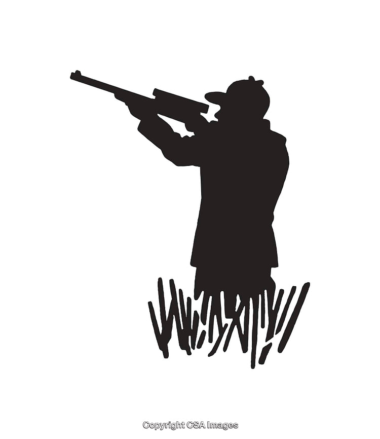 Silhouette of a Hunter Shooting in a Natural Setting