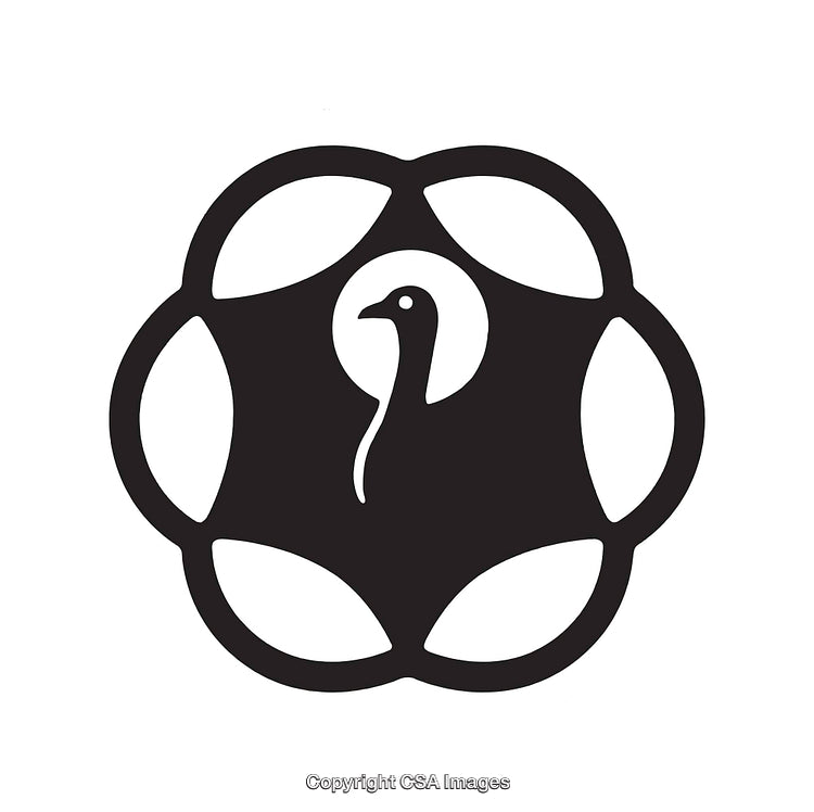 Simple Black and White Line Art Featuring a Stylized Bird Design