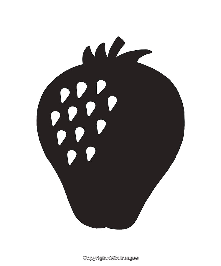 Black and White Icon of a Minimalist Strawberry Silhouette Design