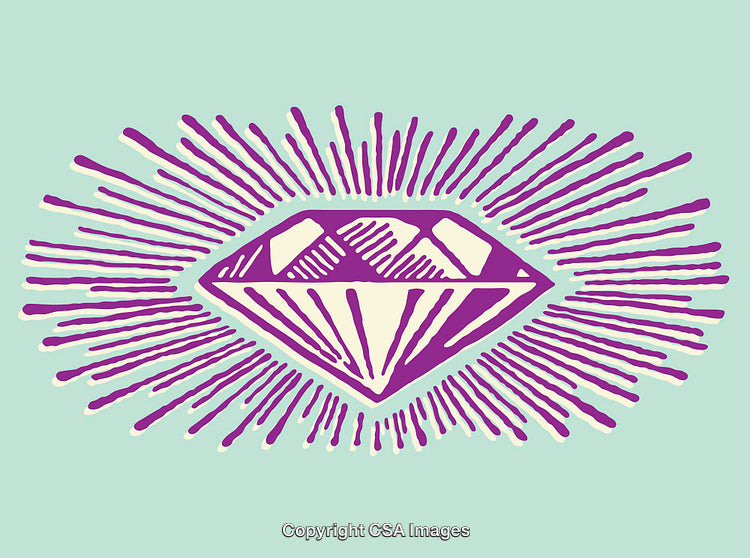 Vibrant Color Line Art Illustration of Radiant Purple Diamond