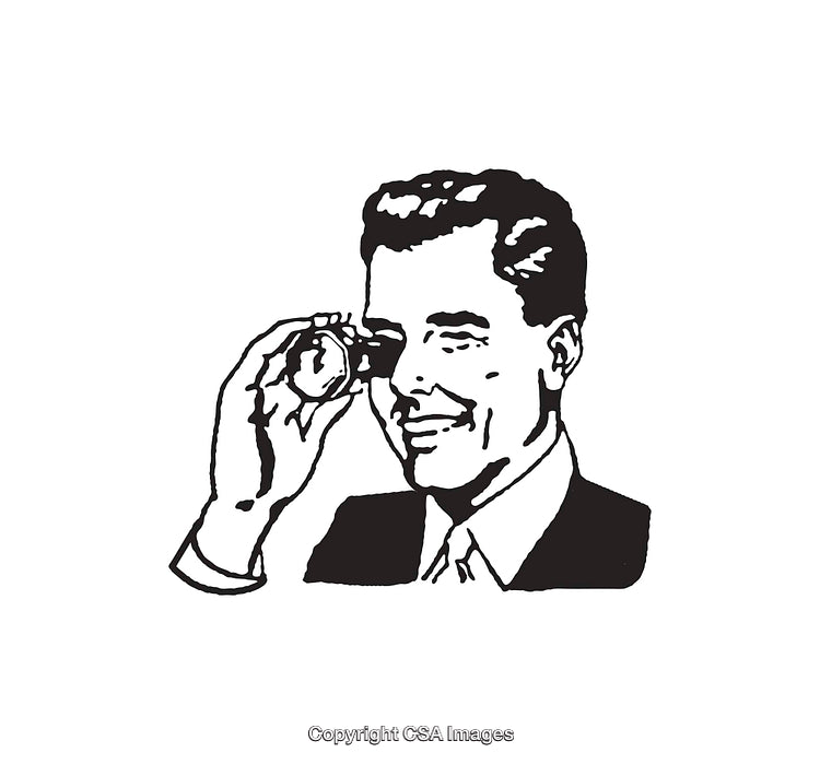 Black and White Illustration of a Businessman with a Confident Smile
