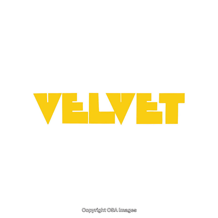 Yellow Bold Velvet Text on a Clean White Background