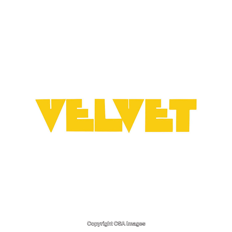 Yellow Bold Velvet Text on a Clean White Background