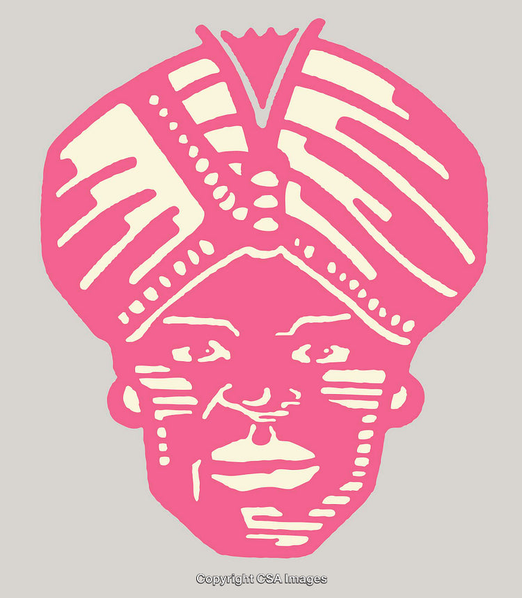 Colorful Line Art Illustration of a Traditional Turbaned Face Design