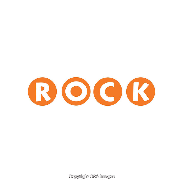 Bold Typographic Design Featuring the Word ROCK in Orange Circles