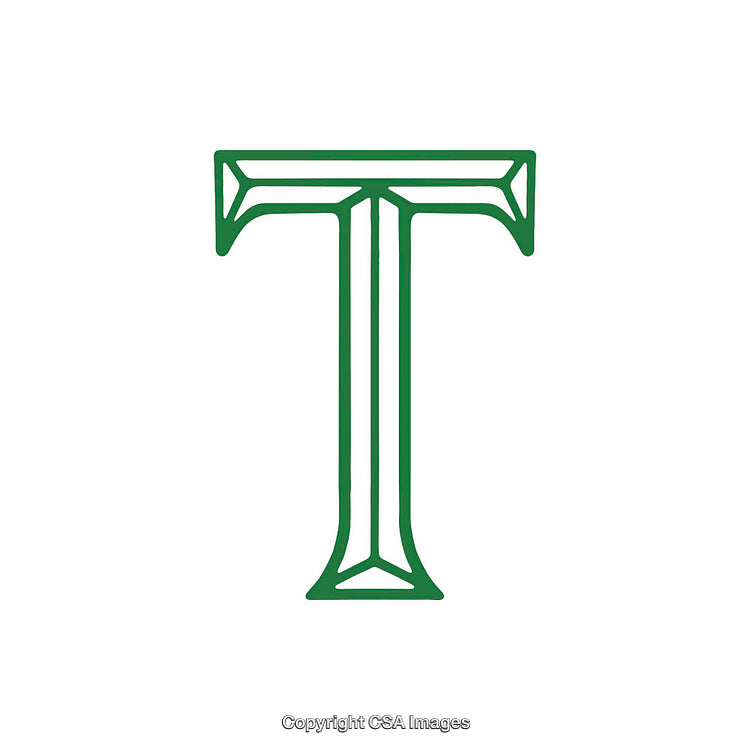 Elegant Green Letter T With Artistic Design on White Background