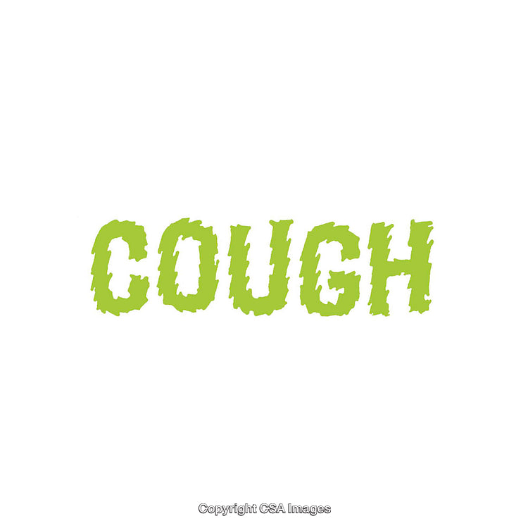 Bold Green Text Illustration Highlighting the Word 'Cough' on White Background