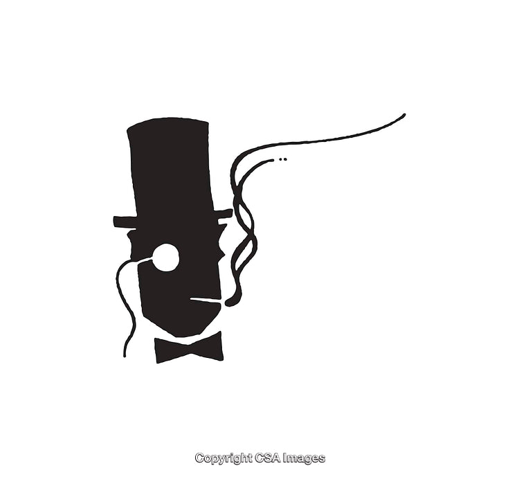 Minimalist Line Art of Gentleman with Monocle, Hat, and Bow Tie