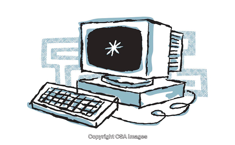 Colorful Hand-Drawn Illustration of a Retro Computer Setup
