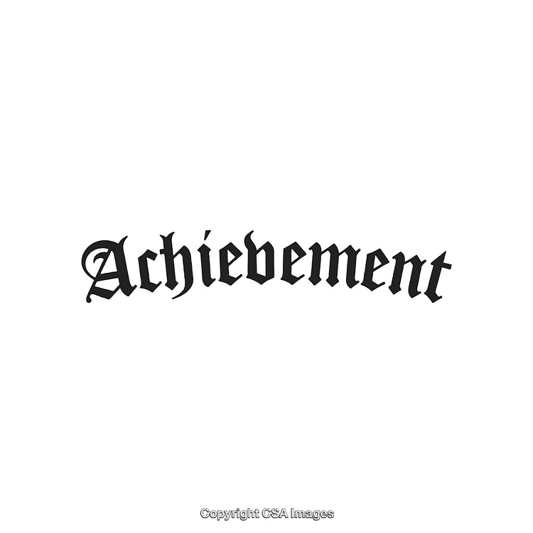Bold Typography Depicting the Word Achievement in a Classic Blackletter Script Style