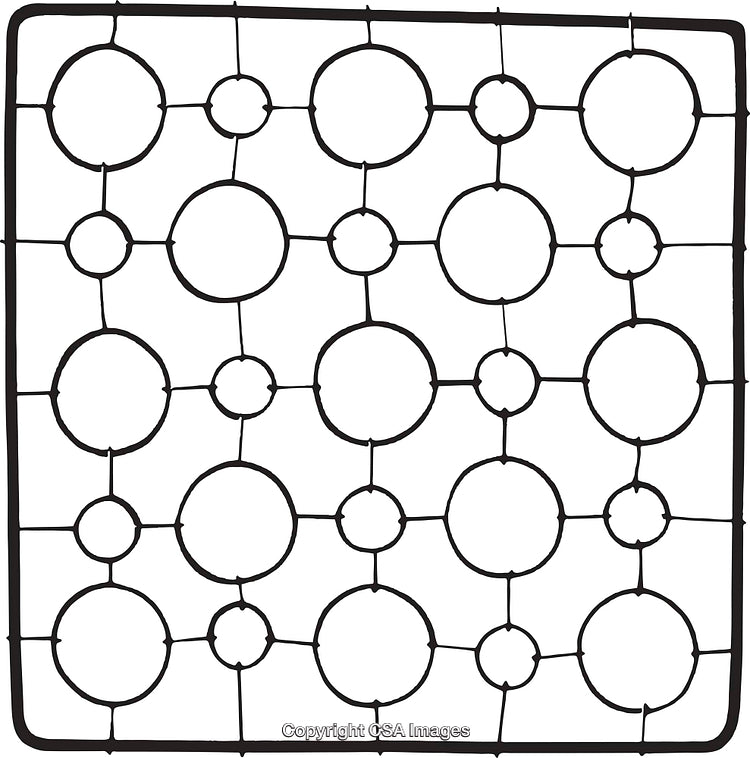 Geometric Black and White Circular Patterned Background Design with Abstract Shapes