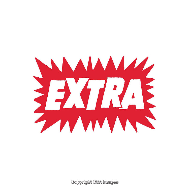 Bold Starburst Design Highlighting the Word Extra in Vibrant Red