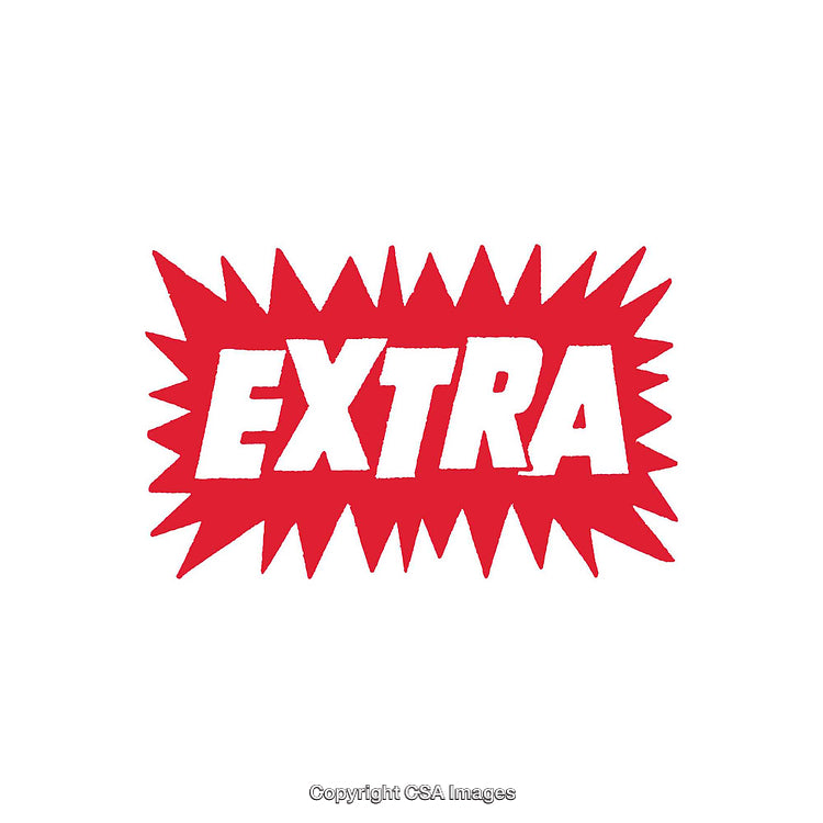 Bold Starburst Design Highlighting the Word Extra in Vibrant Red