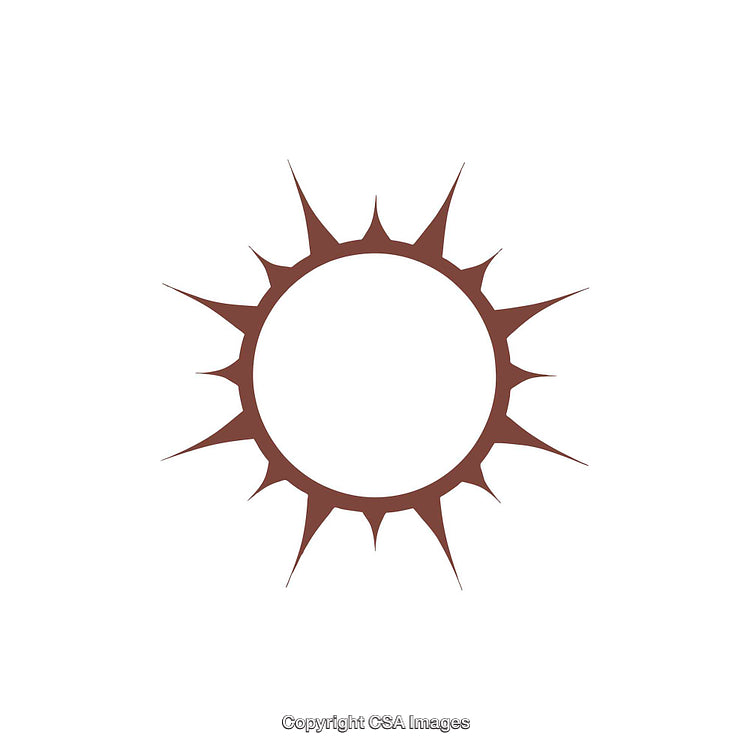 Minimalistic Dark Brown Sunburst Shape Isolated on Clean White Background