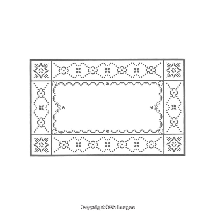 Ornate Rectangular Decorative Frame with Floral and Geometric Patterns