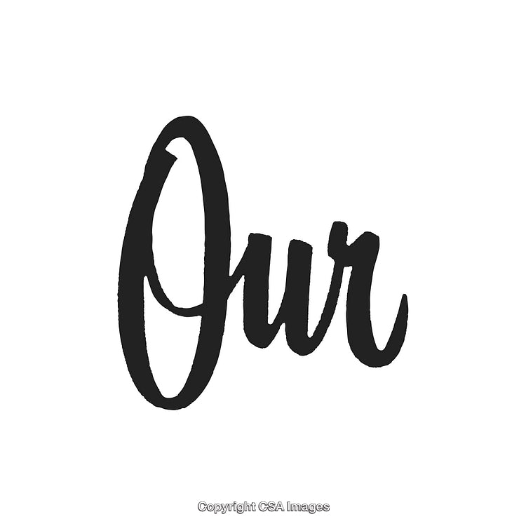 Handwritten Brush Script Spelling the Word 'Our' on White Background