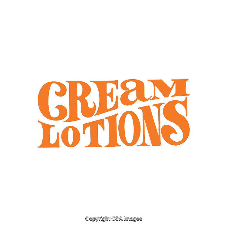 Retro-Inspired Text Graphic Highlighting Cream Lotions in Vibrant Orange
