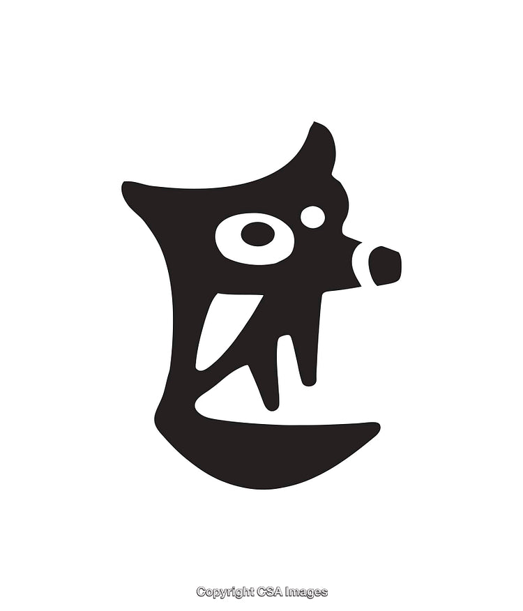 Black and White Abstract Line Art Icon with Geometric Elements