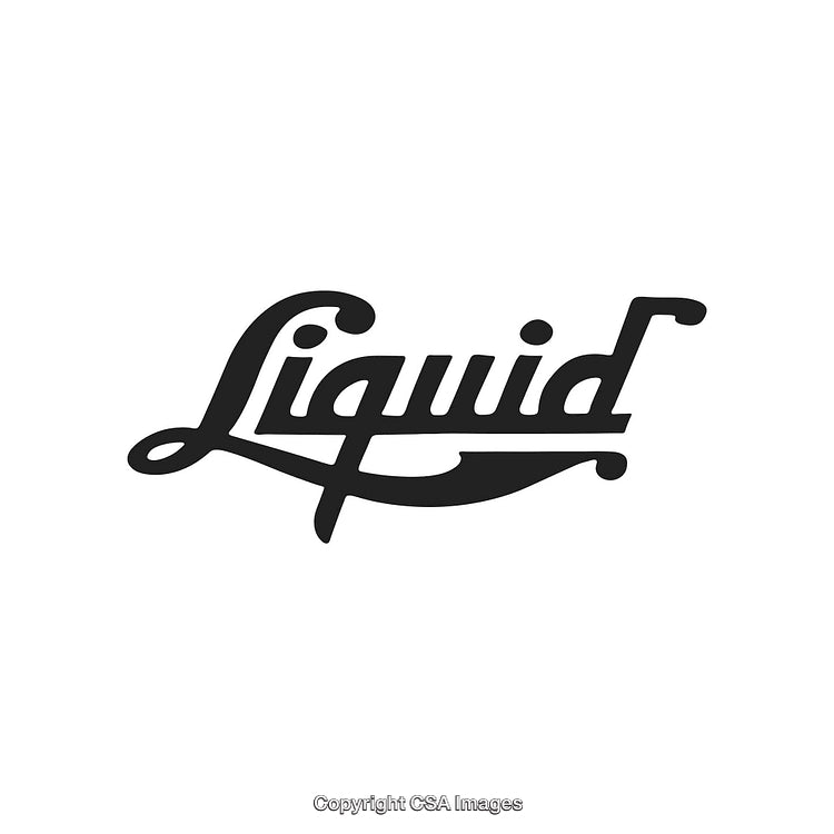Stylized Black Lettering of the Word 'Liquid' with Creative Flowing Font