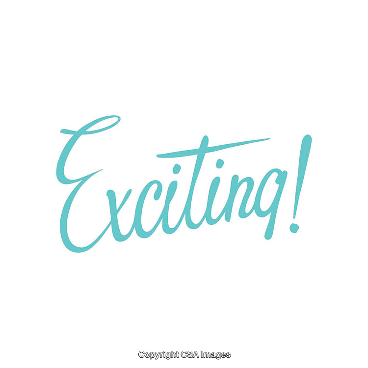 Exciting Text in Stylish Blue Script Font on White Background