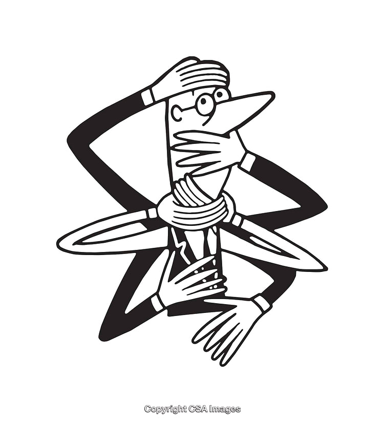 Surreal Black and White Line Art Depicting Confusion