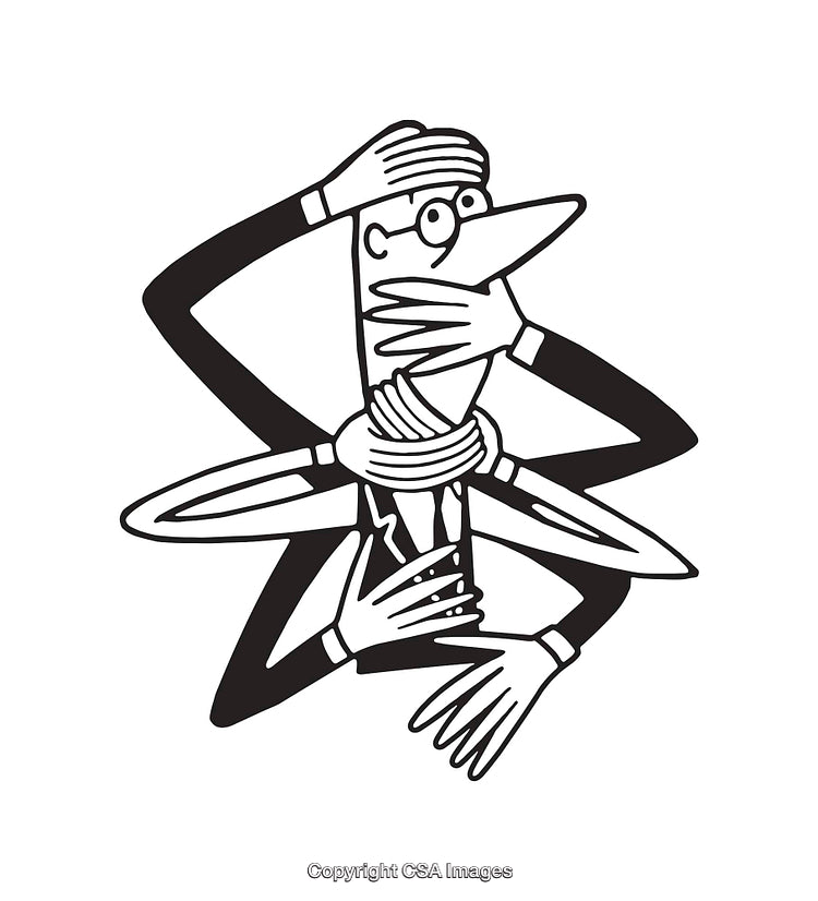 Surreal Black and White Line Art Depicting Confusion