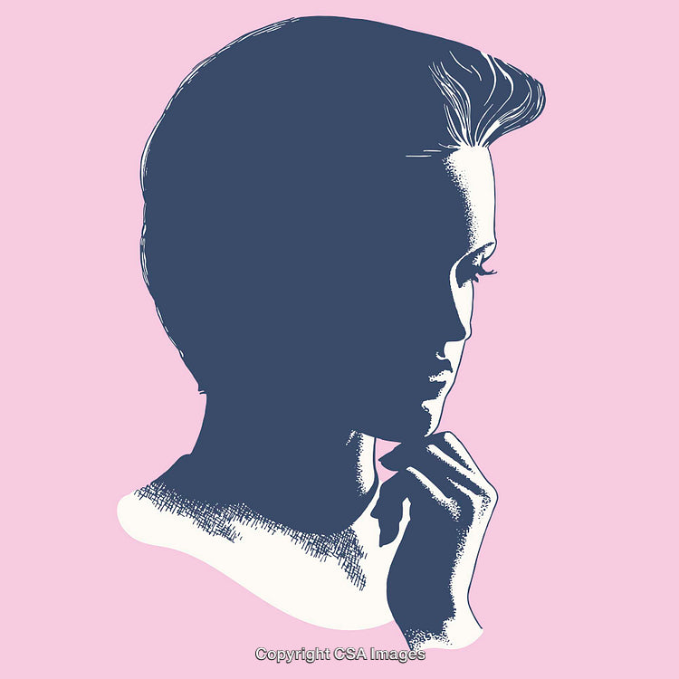 Silhouette Illustration of a Woman in Contrasting Colors on Pink Background