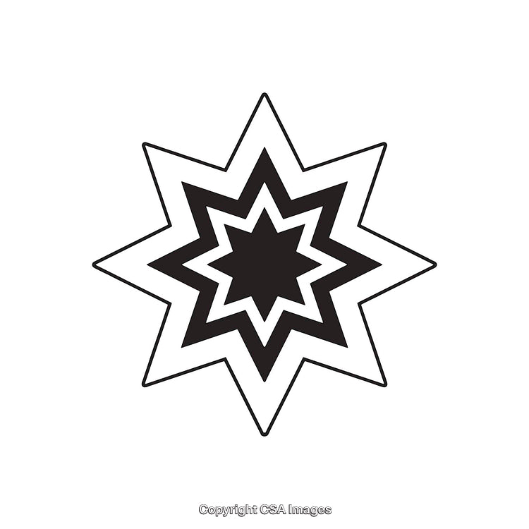 Black and White Geometric Star Shape with Bold Patterns